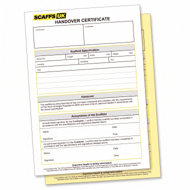 Handover Certificates (100 Pack)